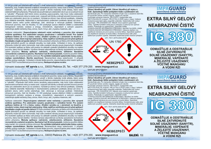 Extra silný odstraňovač silných vrstev minerálních usazenin a rzi z nerez oceli - koncentrát - IG 380
