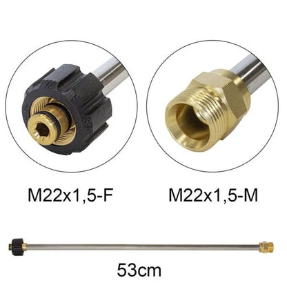 Prodlužovací nástavec z nerezové oceli 53cm, vstup M22x1.5 samice, výstup M22x1.5 samec
