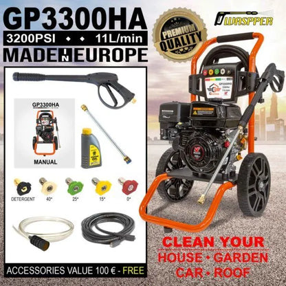 Gaspper GP3300HA benzínový vysokotlaký čistič, s motorem Peggas, 5.5 HP, 220 bar/3.200 PSI