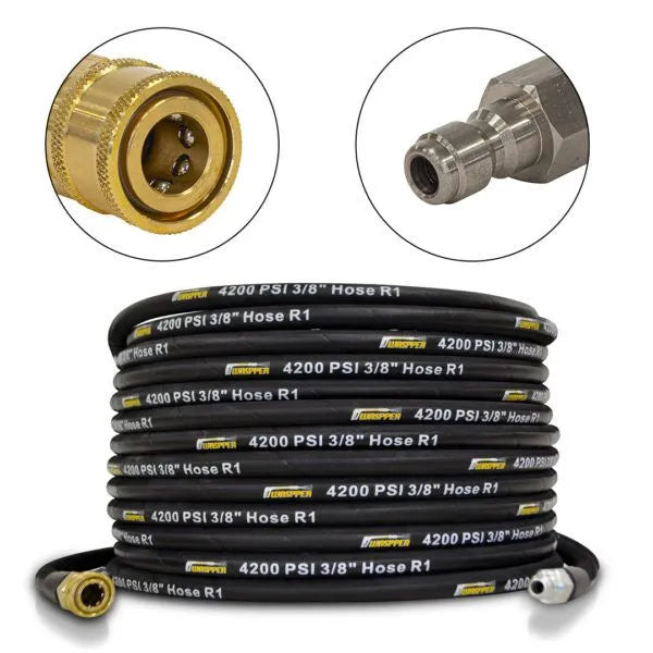Vysokotlaká gumová hadice, připojení: 3/8″ QUICK CONNECT , max. tlak 290 bar, vstupní teplota max. 60°C