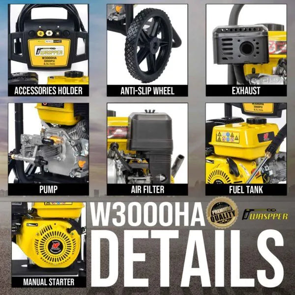 Waspper W3000HA benzínový vysokotlaký čistič, s motorem Peggas, 5.2 HP, 207 bar / 3.000 PSI