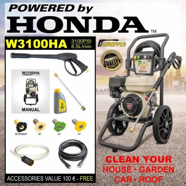 Waspper W3100HA, benzínový vysokotlaký čistič, s motorem Honda, 5,5 HP, 213 bar/3.100 PSI