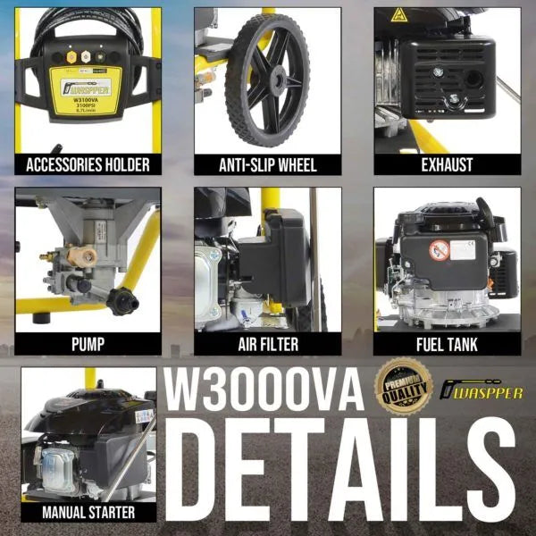 Waspper W3100VA benzínový vysokotlaký čistič, s motorem Ducar, 4.3 HP, 213 bar / 3.100 PSI
